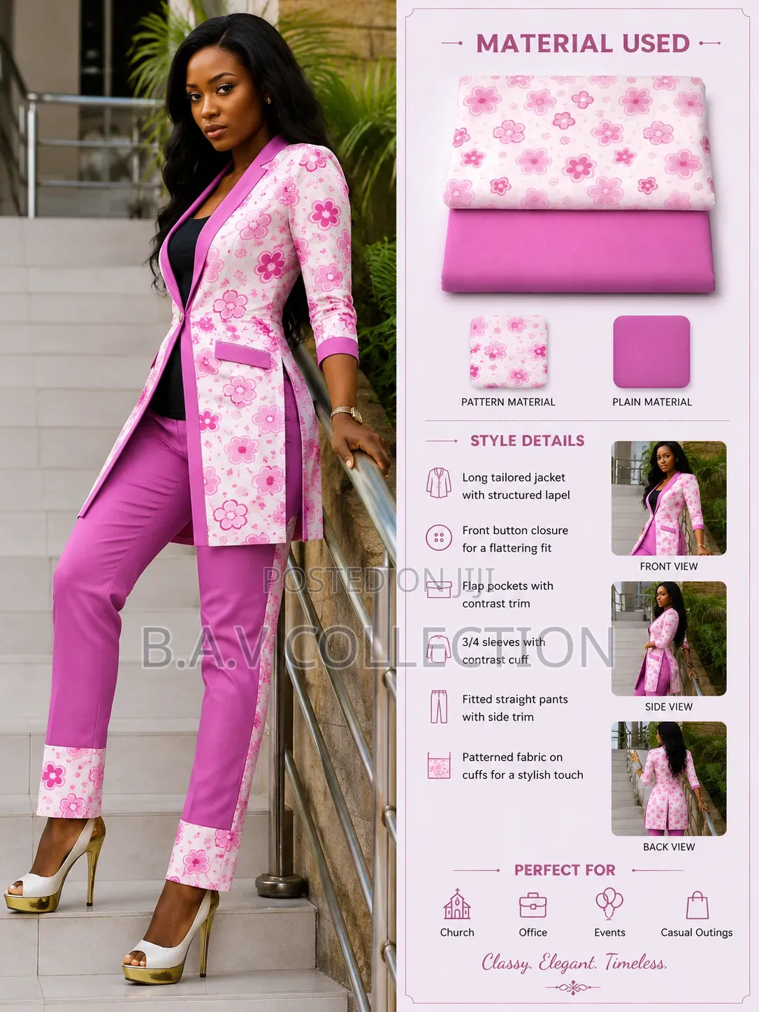 Plain and Pattern Fabric Material 4 Yards in Total 100% Cotton