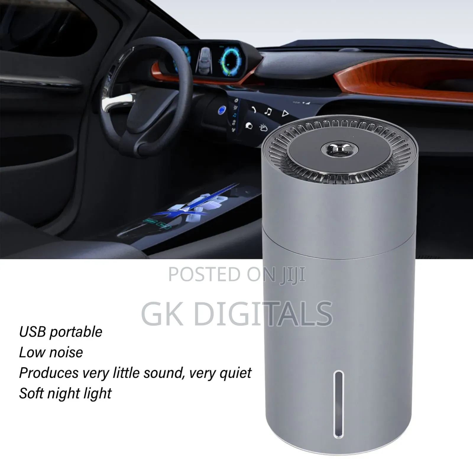 Humidifier & Car Air Freshener – Light, Silent Mist, Home & Car Use