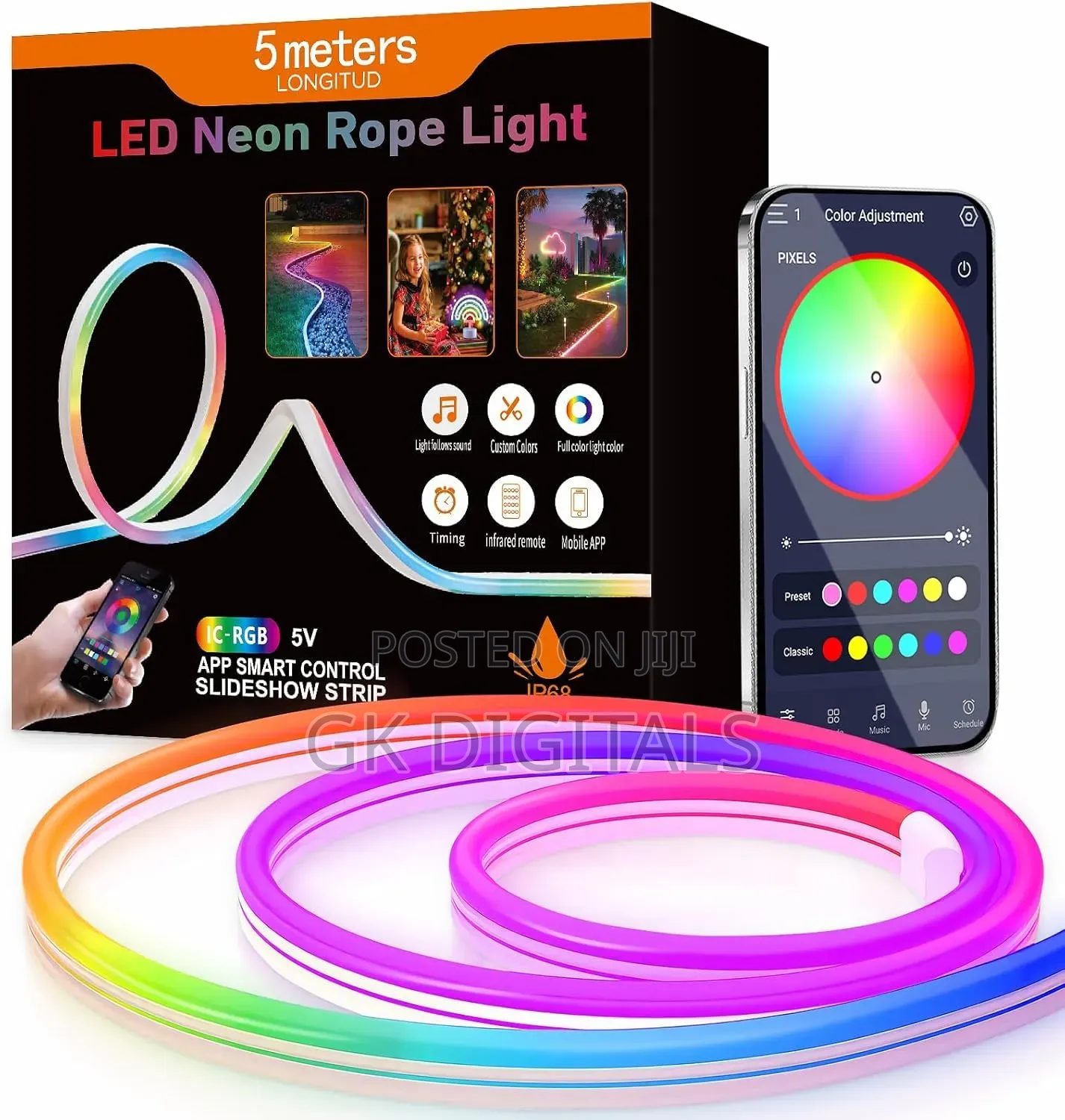 Smart RGB LED Strip Light – App Control, Music Sync, Bluetooth & Remot