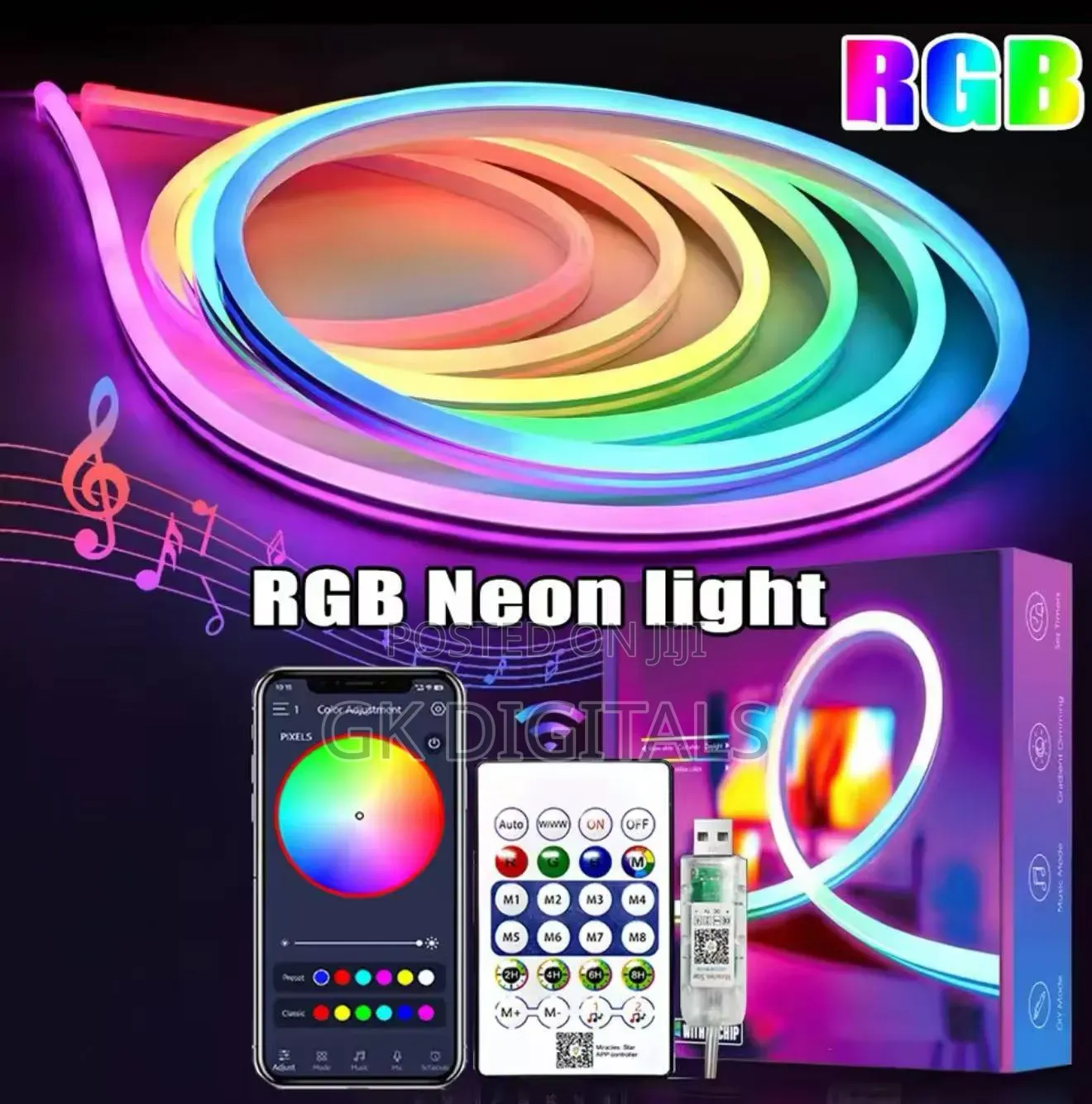Smart RGB LED Strip Light – App Control, Music Sync, Bluetooth & Remot
