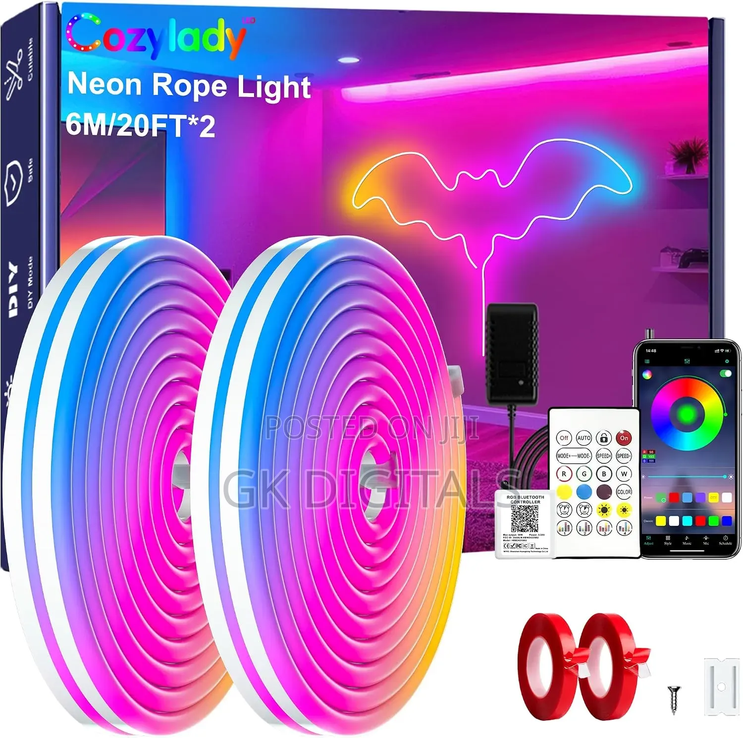 Smart RGB LED Strip Light – App Control, Music Sync, Bluetooth & Remot