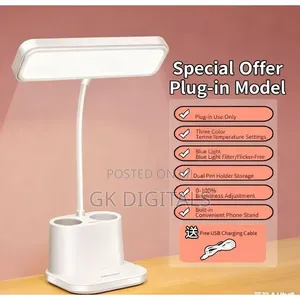 LED Study & Work Desk Lamp – 3 Colour Modes, Pen Holder & Phone Stand