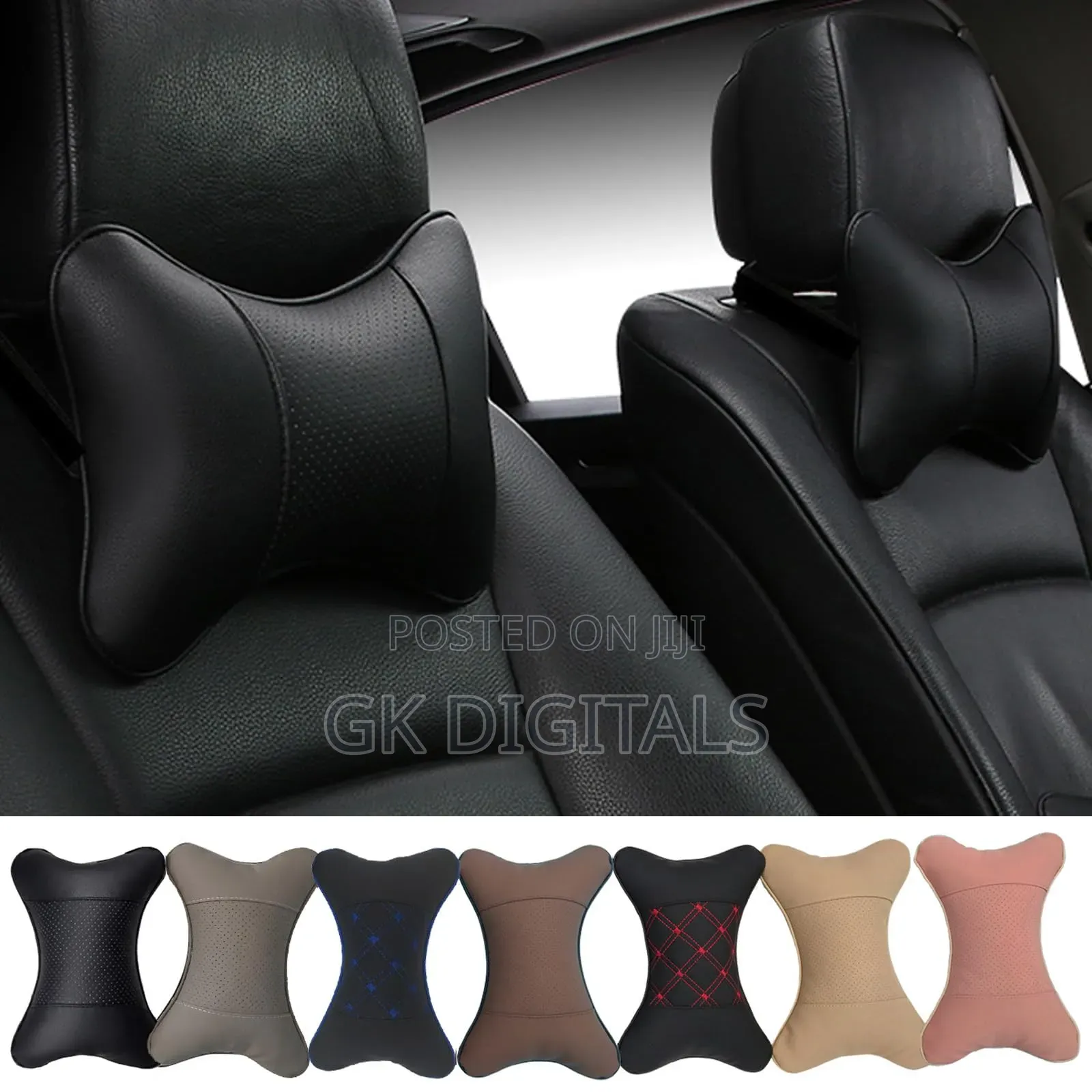 Car Headrest Neck Pillow Support, Universal Fit, Multiple Colors