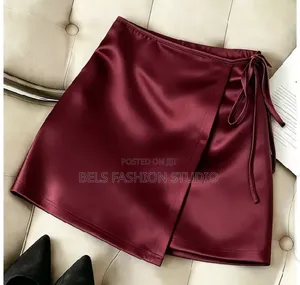 Women's Satin Side-Tie Wrap Mini Skirt -Multicolours