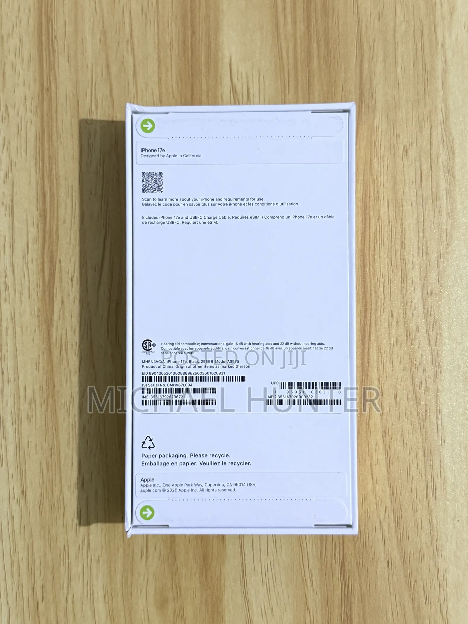 New Apple iPhone 17e 256 GB Black