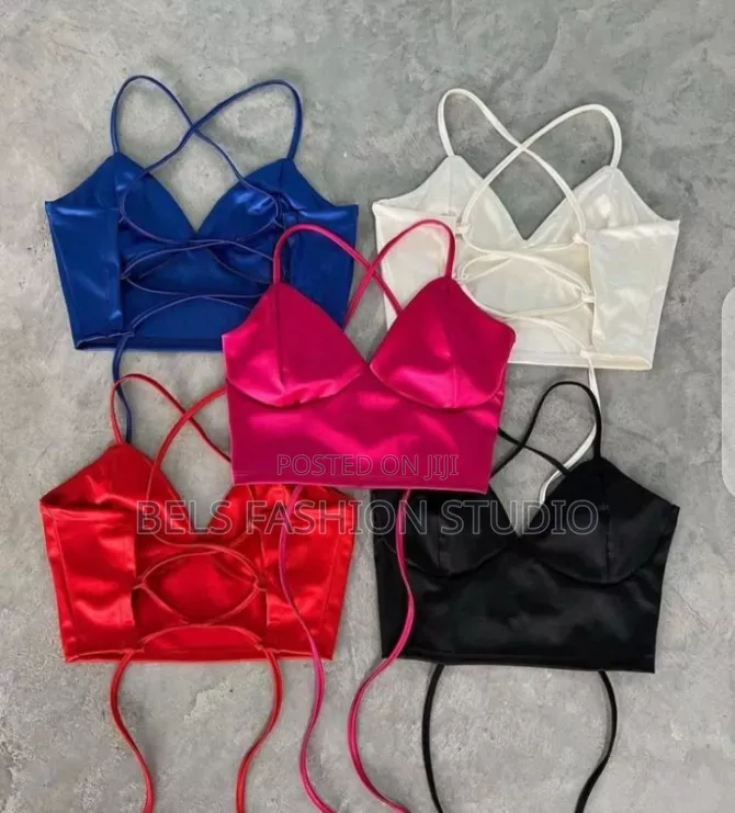 Women's Lace-Up Satin Crop Top - Multicolor