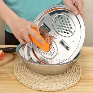 3-in-1 Stainless Steel Vege Cutter, Colander Strainer & Mixing Bowl