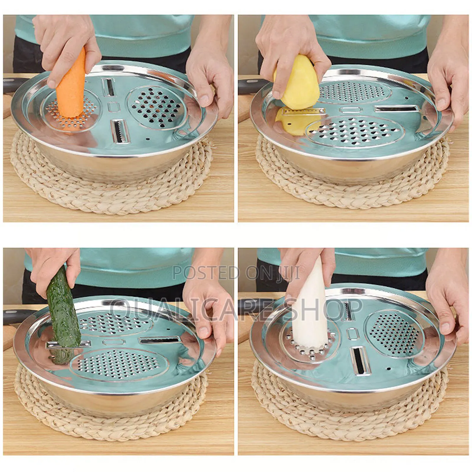 3-in-1 Stainless Steel Vege Cutter, Colander Strainer & Mixing Bowl