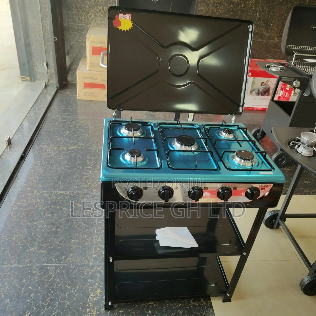 Super Efficient 5 Burner Gas Stove With Shelf From Decakila
