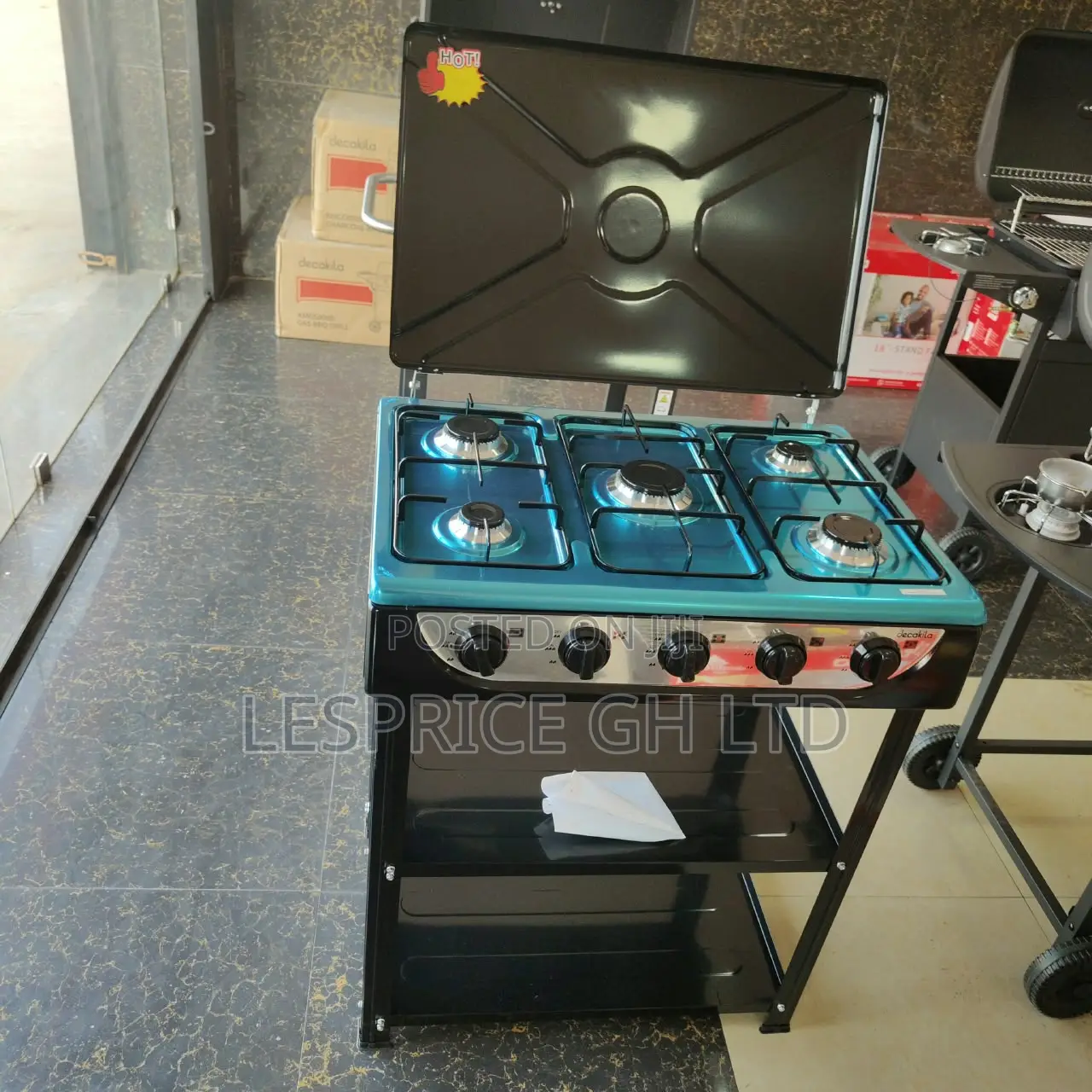 Super Efficient 5 Burner Gas Stove With Shelf From Decakila