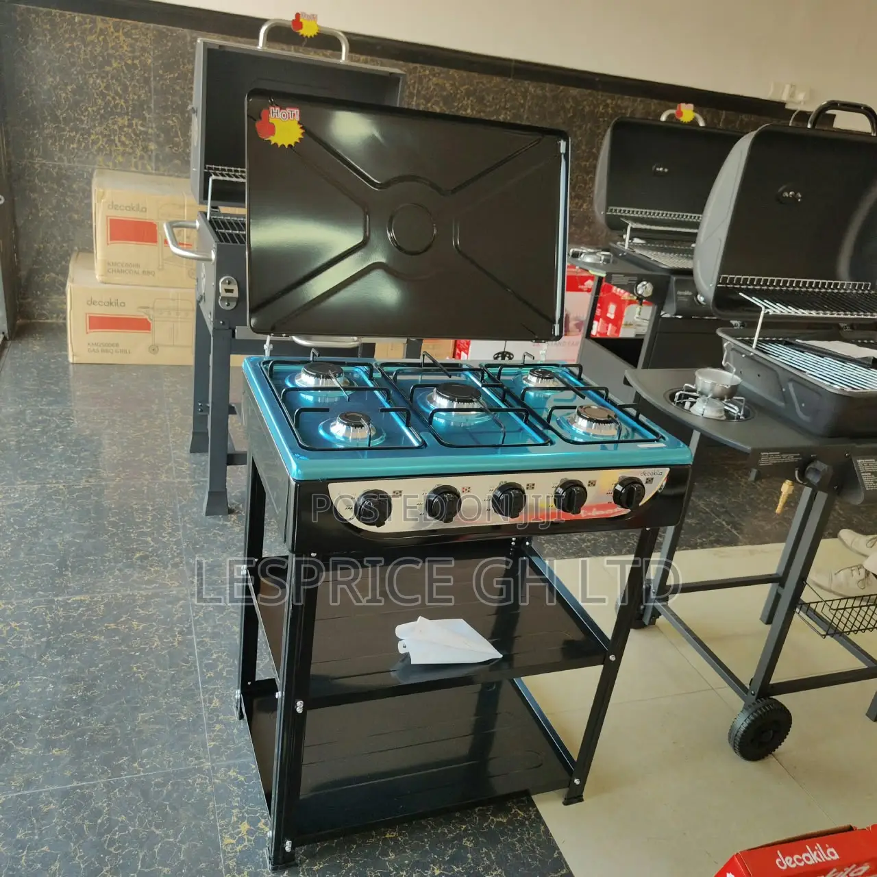 Ever Reliable 5 Burner Gas Stove With Shelf From Decakila