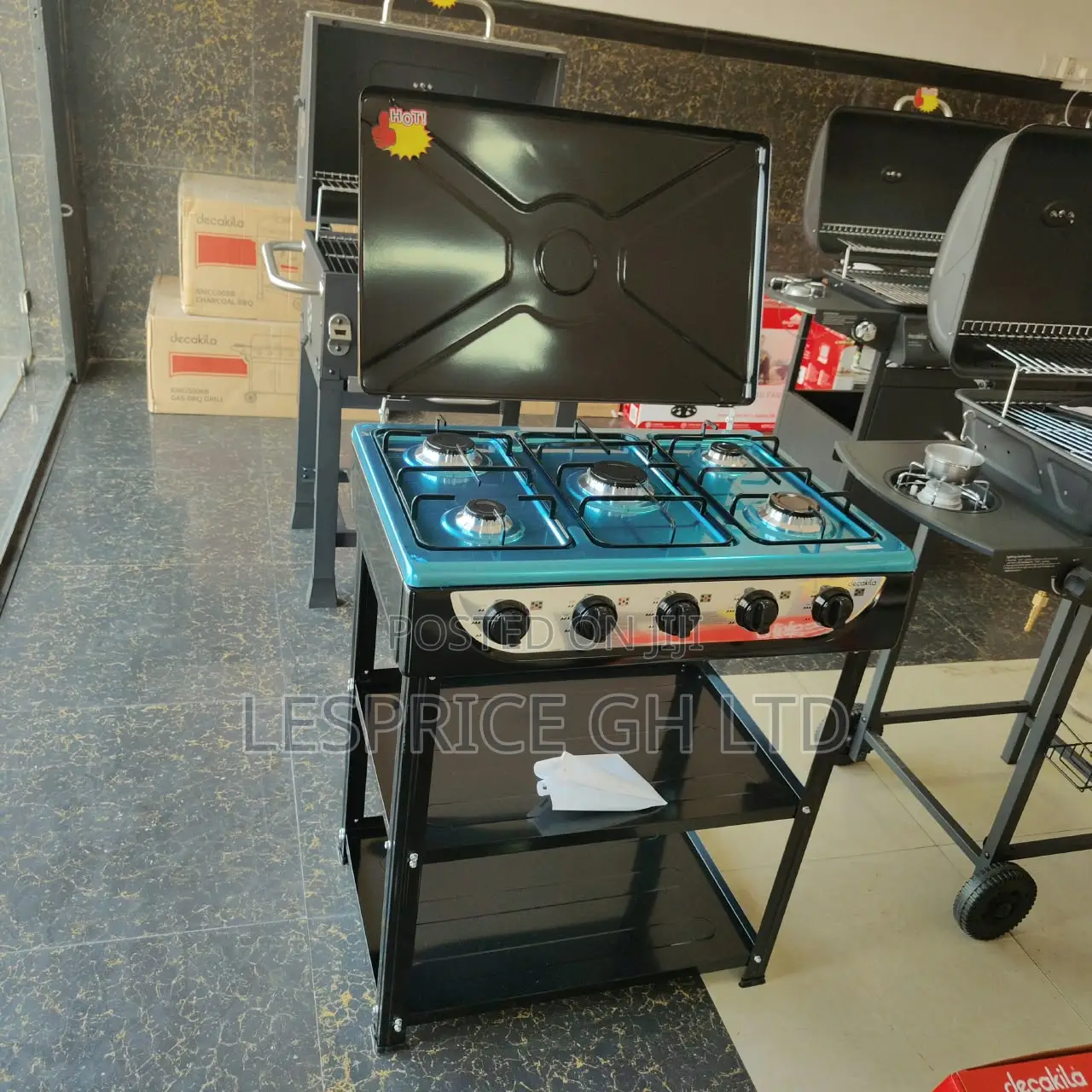 Ever Reliable 5 Burner Gas Stove With Shelf From Decakila