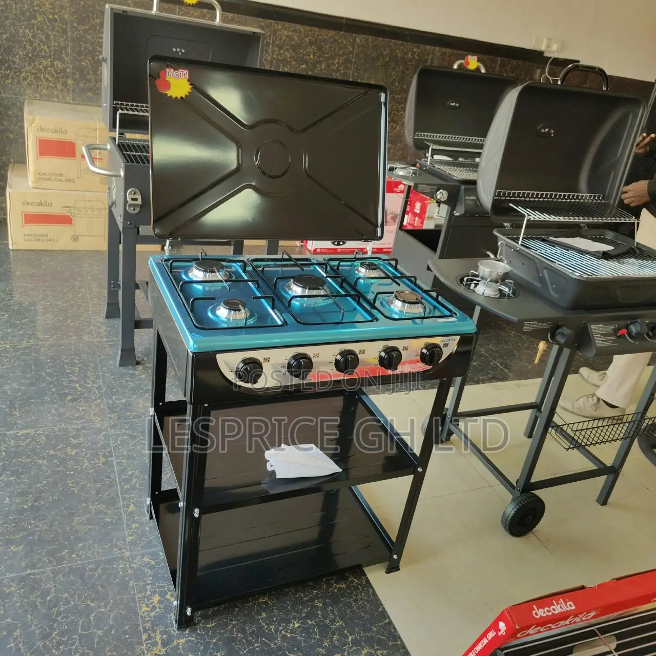 Classy High Grade 5 Burner Gas Stove With Shelf From Decakila
