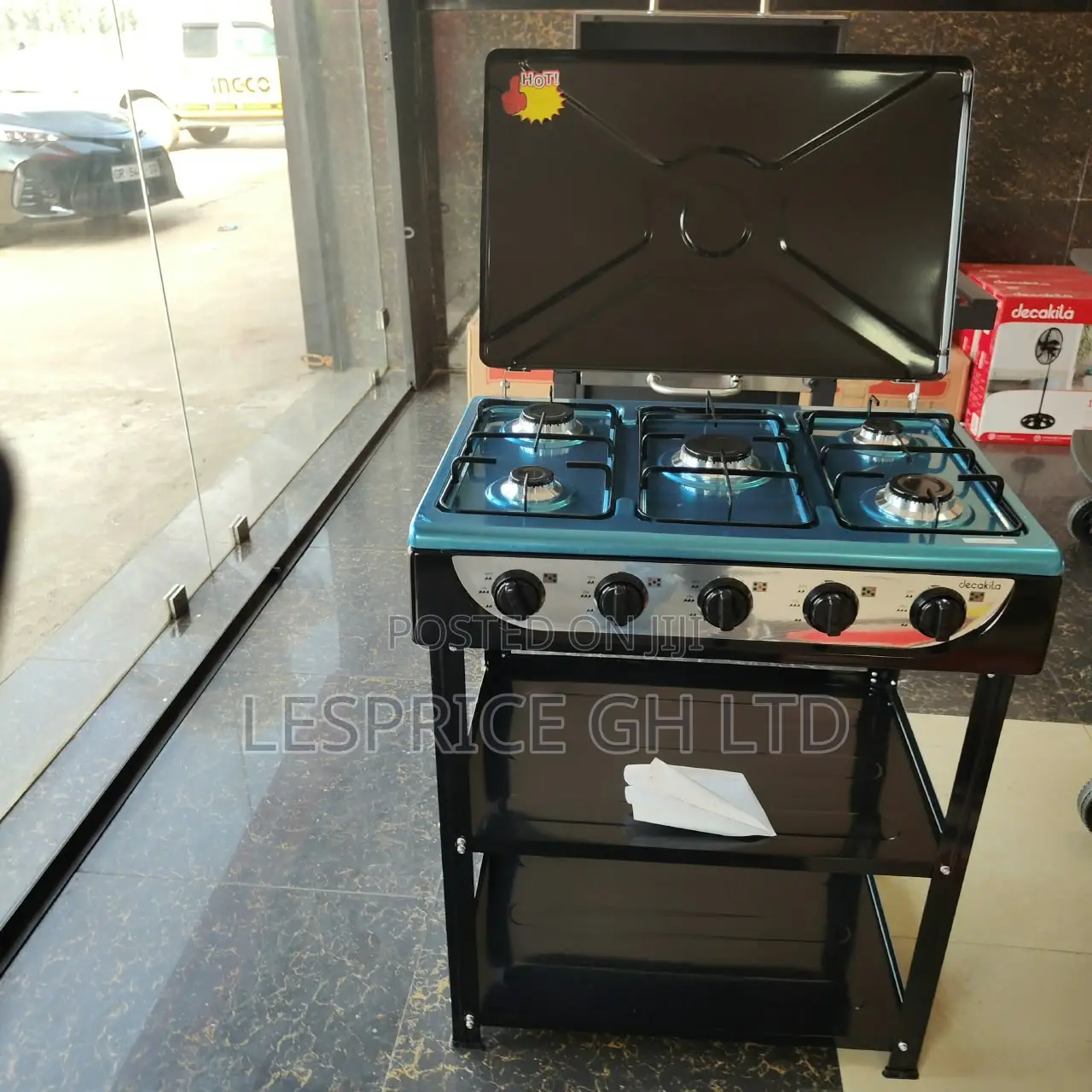 Super Nice and Portable 5 Burner Gas Stove With Shelf From Decakila