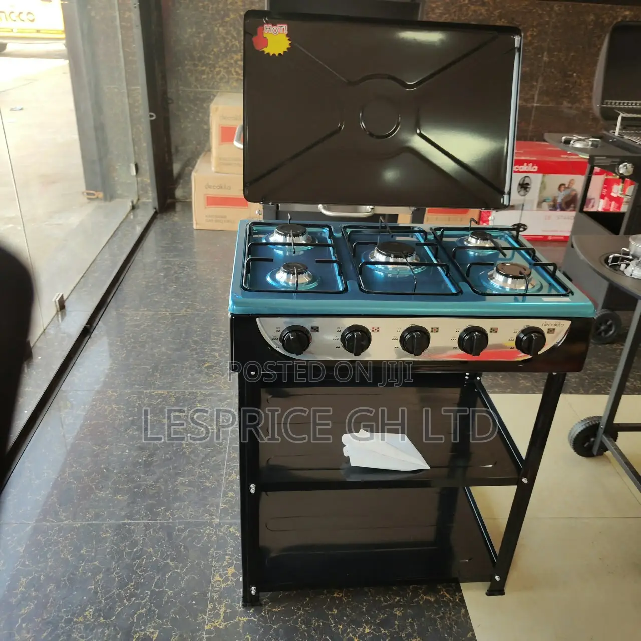 Super Nice and Portable 5 Burner Gas Stove With Shelf From Decakila