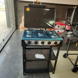 Stylishly Designed Top Tier 5 Burner Gas Stove With Shelf by Decakila