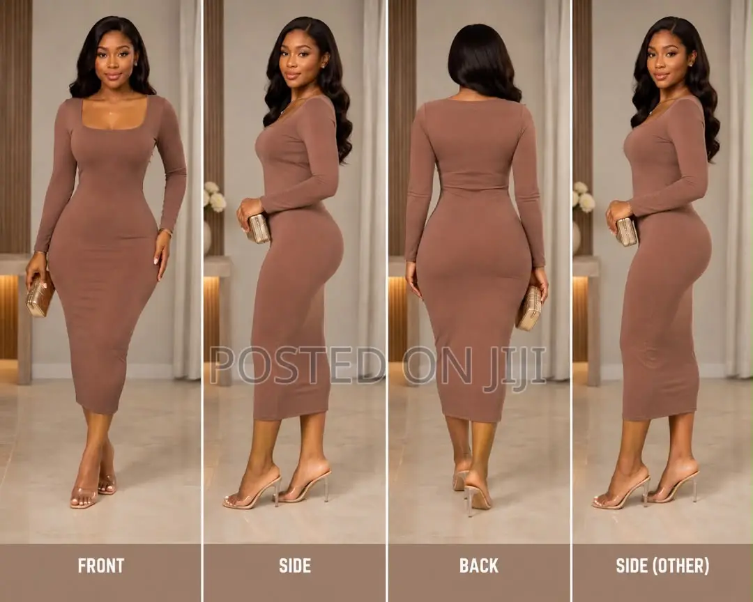 Chic Coffee Brown Midi Dress