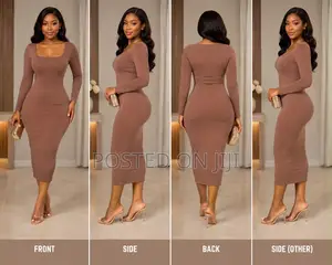 Chic Coffee Brown Midi Dress