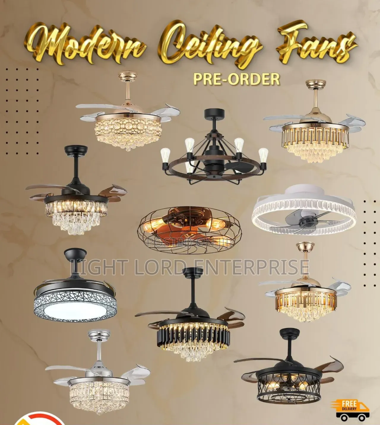 Ultra Morden Chandelier Fan Light