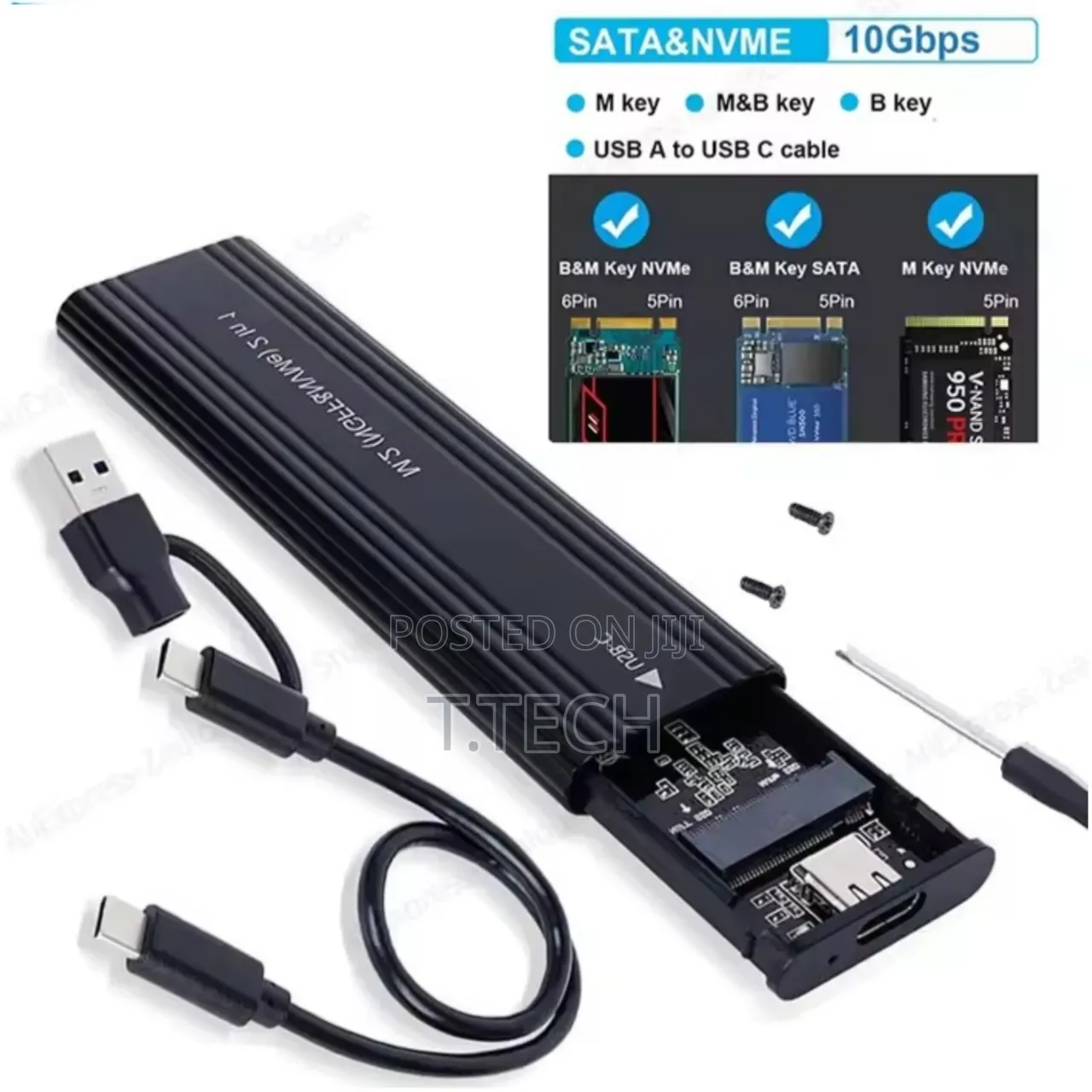 M.2 NVMe and SATA Dual-Protocol SSD Enclosure With a 10Gbps