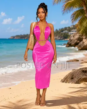Pink Goddess Backless Midi Dress