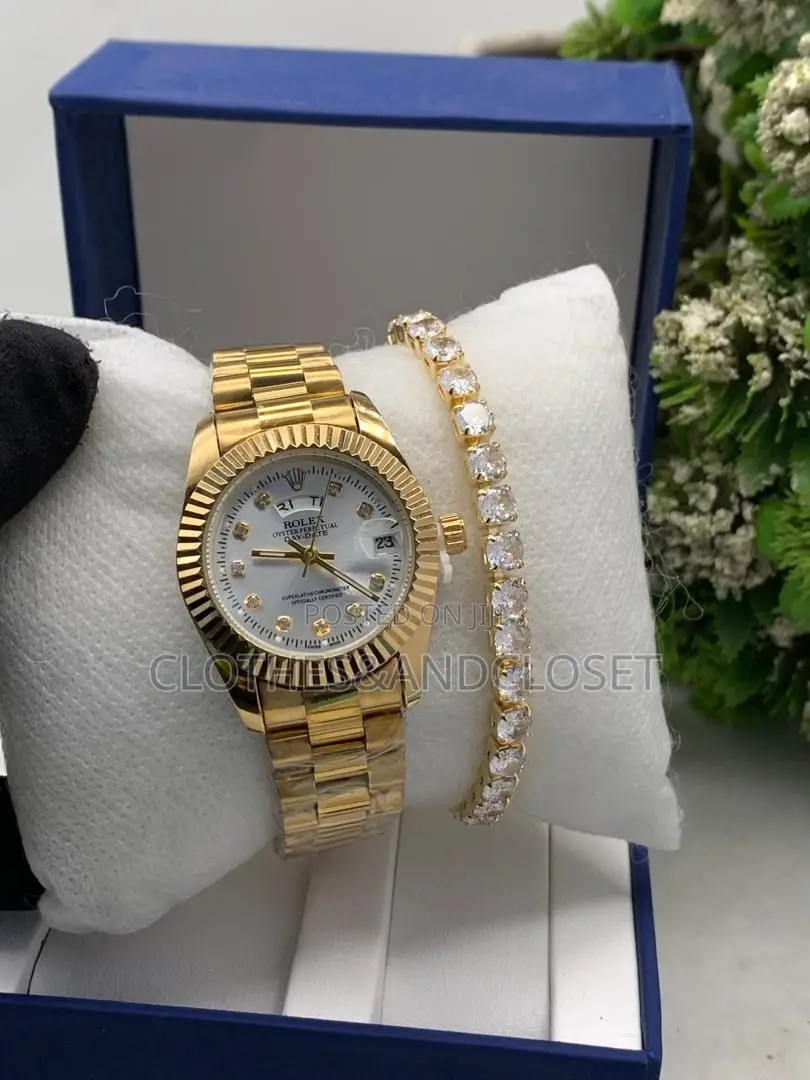 Gold-Tone Rolex Oyster Perpetual Day-Date Watch and Bracelet