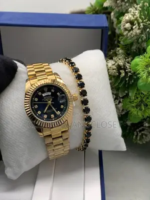 Gold-Tone Rolex Oyster Perpetual Day-Date Watch and Bracelet