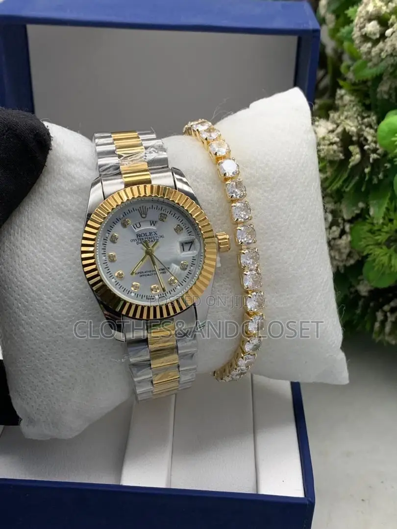 Gold-Tone Rolex Oyster Perpetual Day-Date Watch and Bracelet