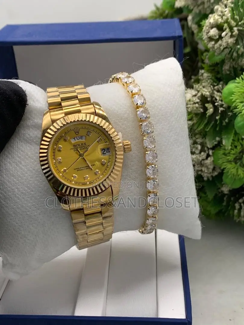 Gold-Tone Rolex Oyster Perpetual Day-Date Watch and Bracelet