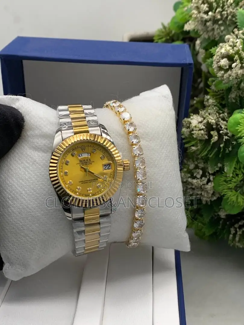 Gold-Tone Rolex Oyster Perpetual Day-Date Watch and Bracelet