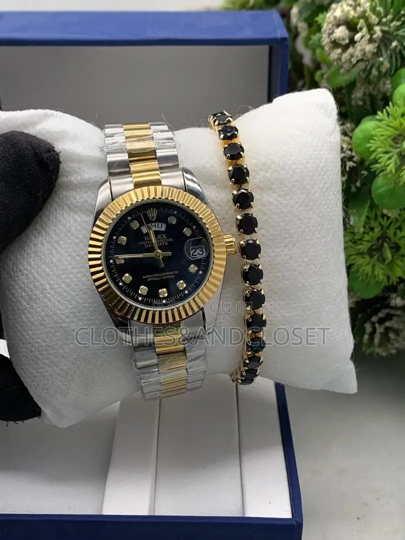 Gold-Tone Rolex Oyster Perpetual Day-Date Watch and Bracelet