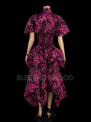 Pink-and-Black African Print Two-Piece-Style Dress