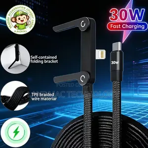 240W Fast Charging iPhone Charging & Data Cable, Built-in Phone Stand