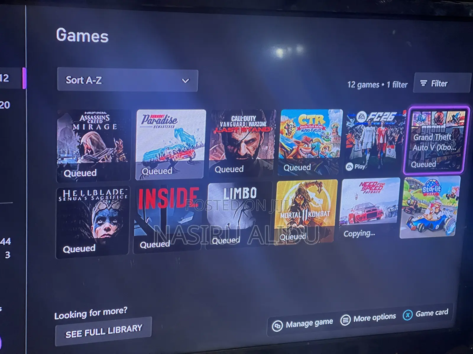 Xbox One S With 12 Games Installed 500g