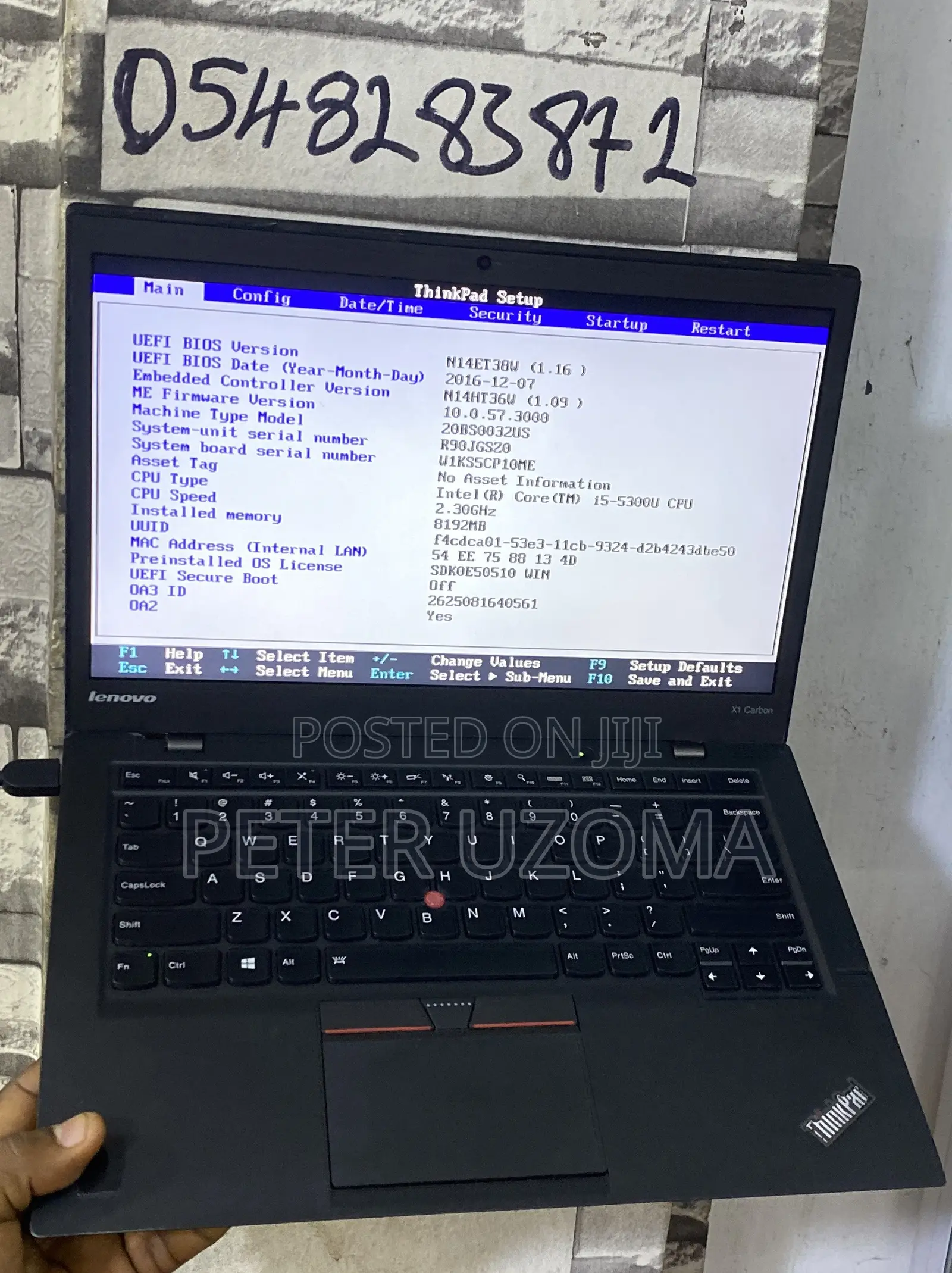 Laptop Lenovo ThinkPad X1 Carbon 8GB Intel Core i5 SSD 256GB