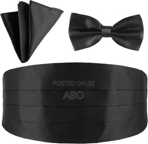 Bow Tie With 2 Pocket Square and Cummerbund Set