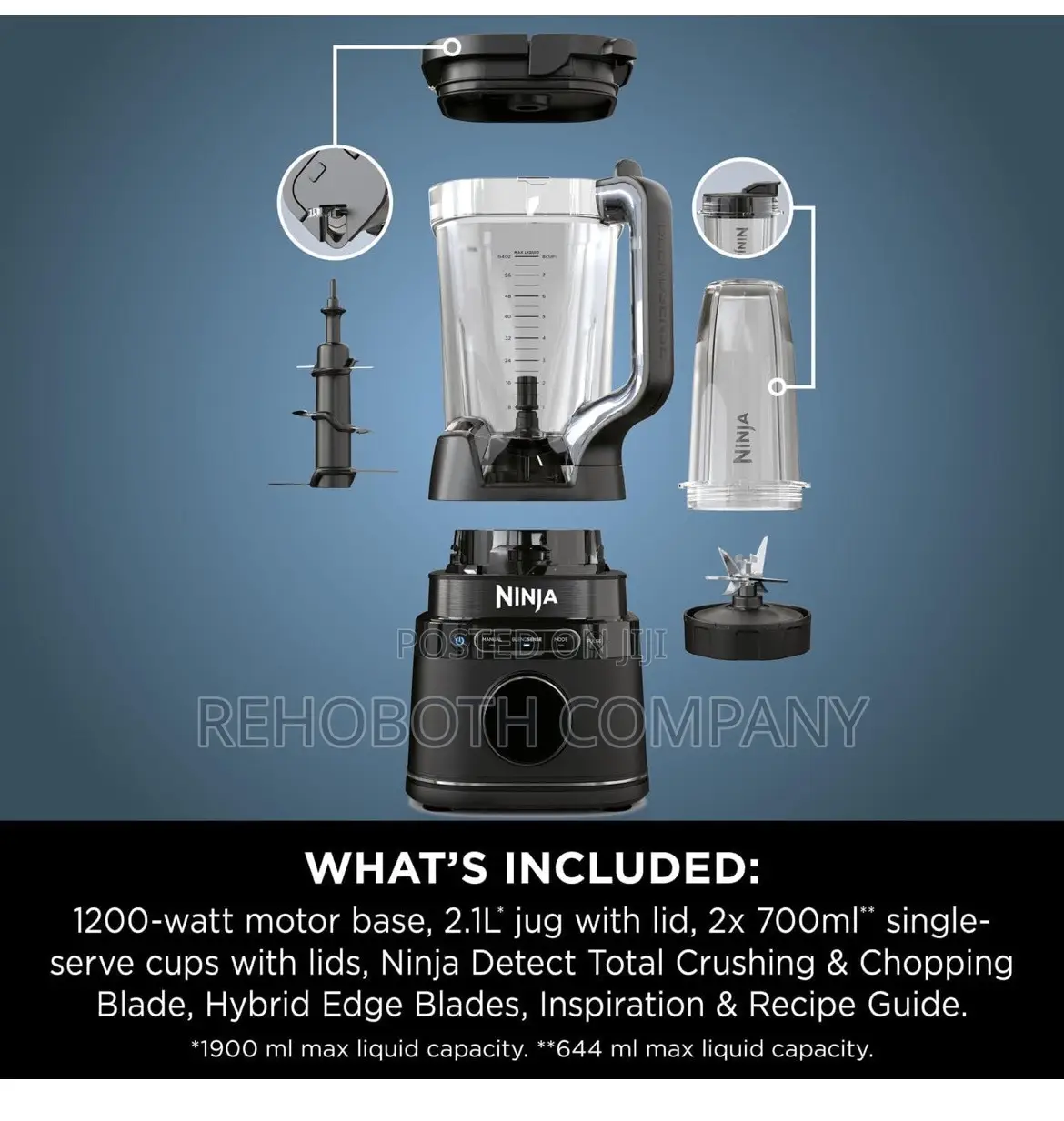 Ninja 2-in-1 Detect Power Blender Pro & Single Serve, Black, TB301UK
