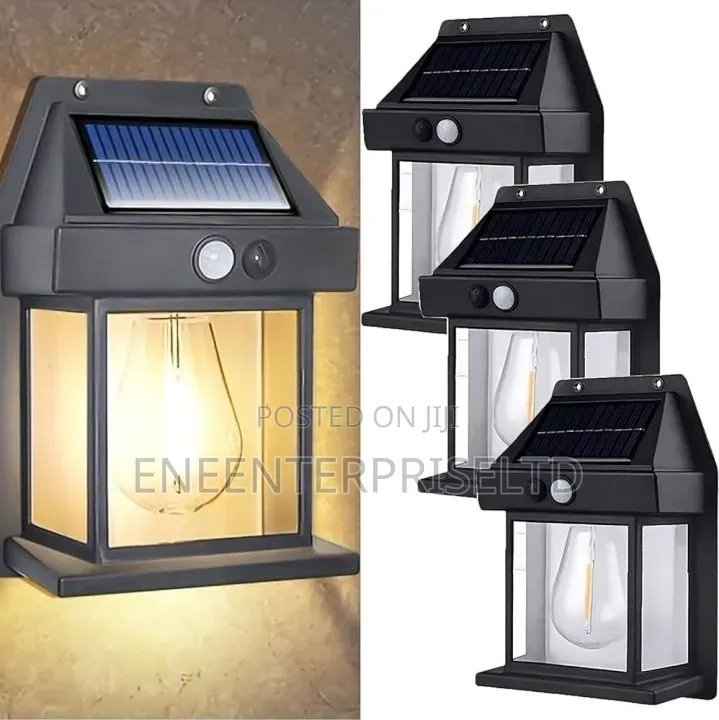 Outdoor Solar Wall Light With Motion Sensor - Black