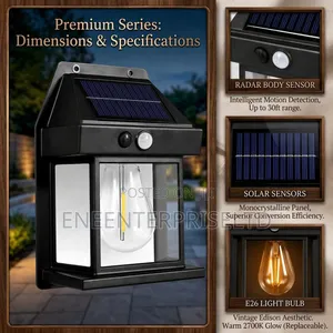 Outdoor Solar Wall Light With Motion Sensor - Black