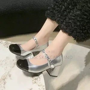 Silver & Black Mary Jane Heels