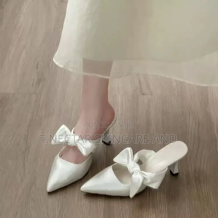 Satin Bow Mule Heels