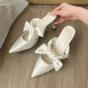 Satin Bow Mule Heels