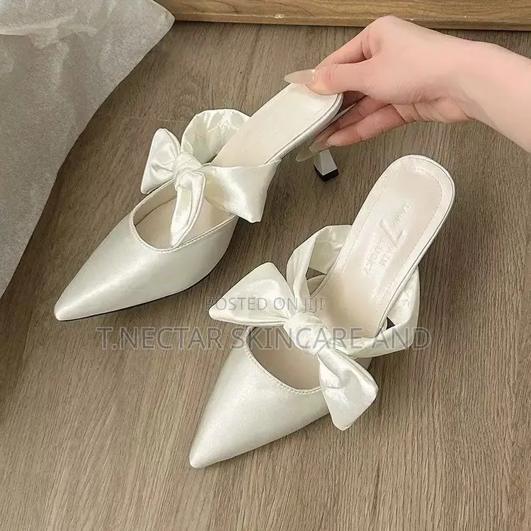 Satin Bow Mule Heels