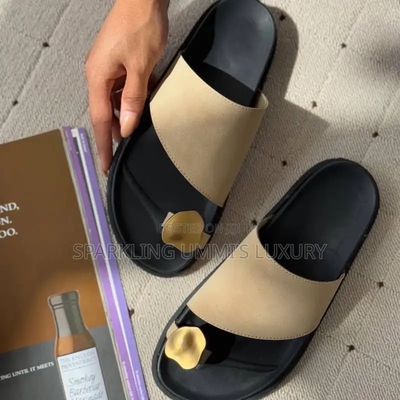 Luxury Black and Brown Flat Sandals