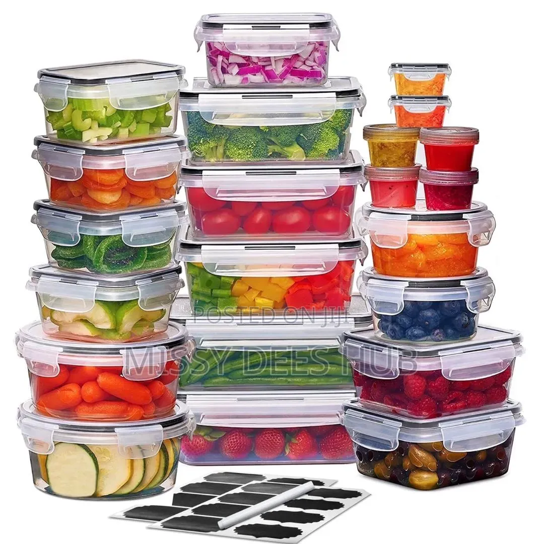 22pcs Plastic Preping Storage Bowls With Stickers