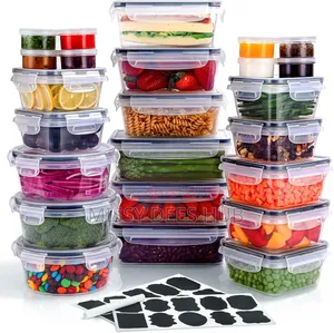 22pcs Plastic Preping Storage Bowls With Stickers