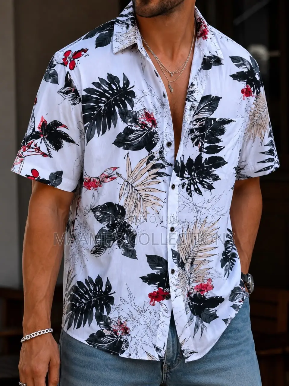 Men’s Stylish Printed Short-Sleeve Shirt