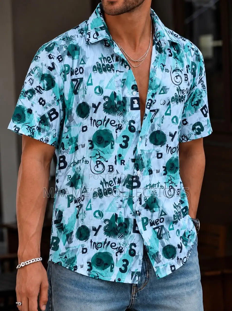 Men’s Stylish Printed Short-Sleeve Shirt