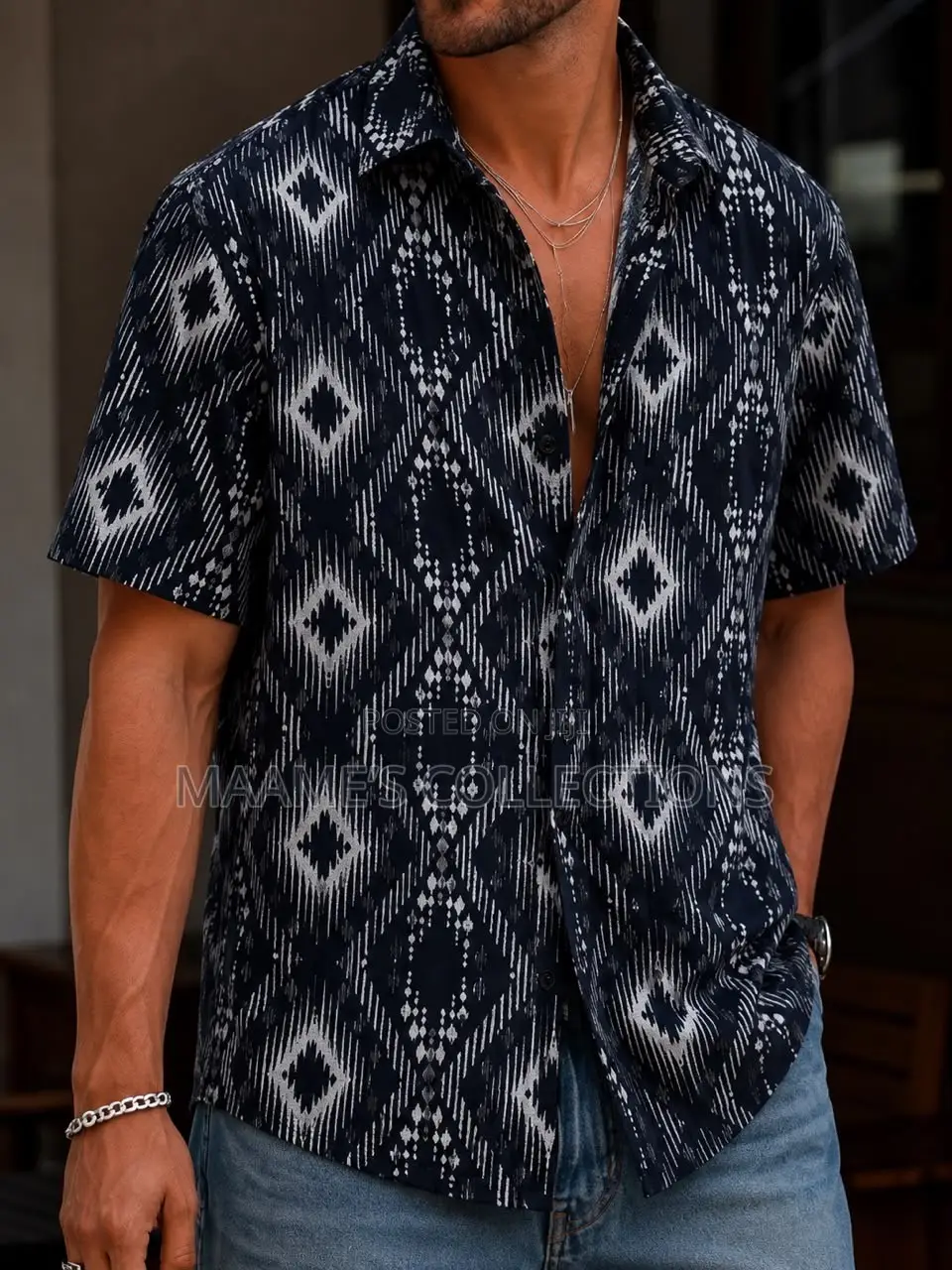 Men’s Stylish Printed Short-Sleeve Shirt