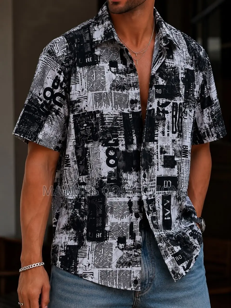 Men’s Stylish Printed Short-Sleeve Shirt